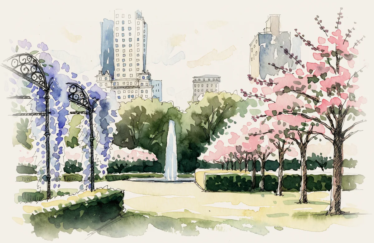 Watercolor of the Conservatory Garden